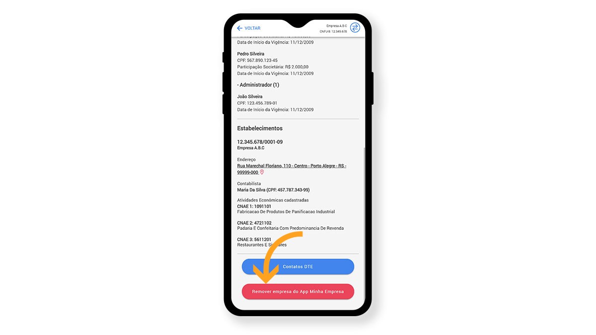 Informações Cadastrais - Remover empresa do App Minha Empresa